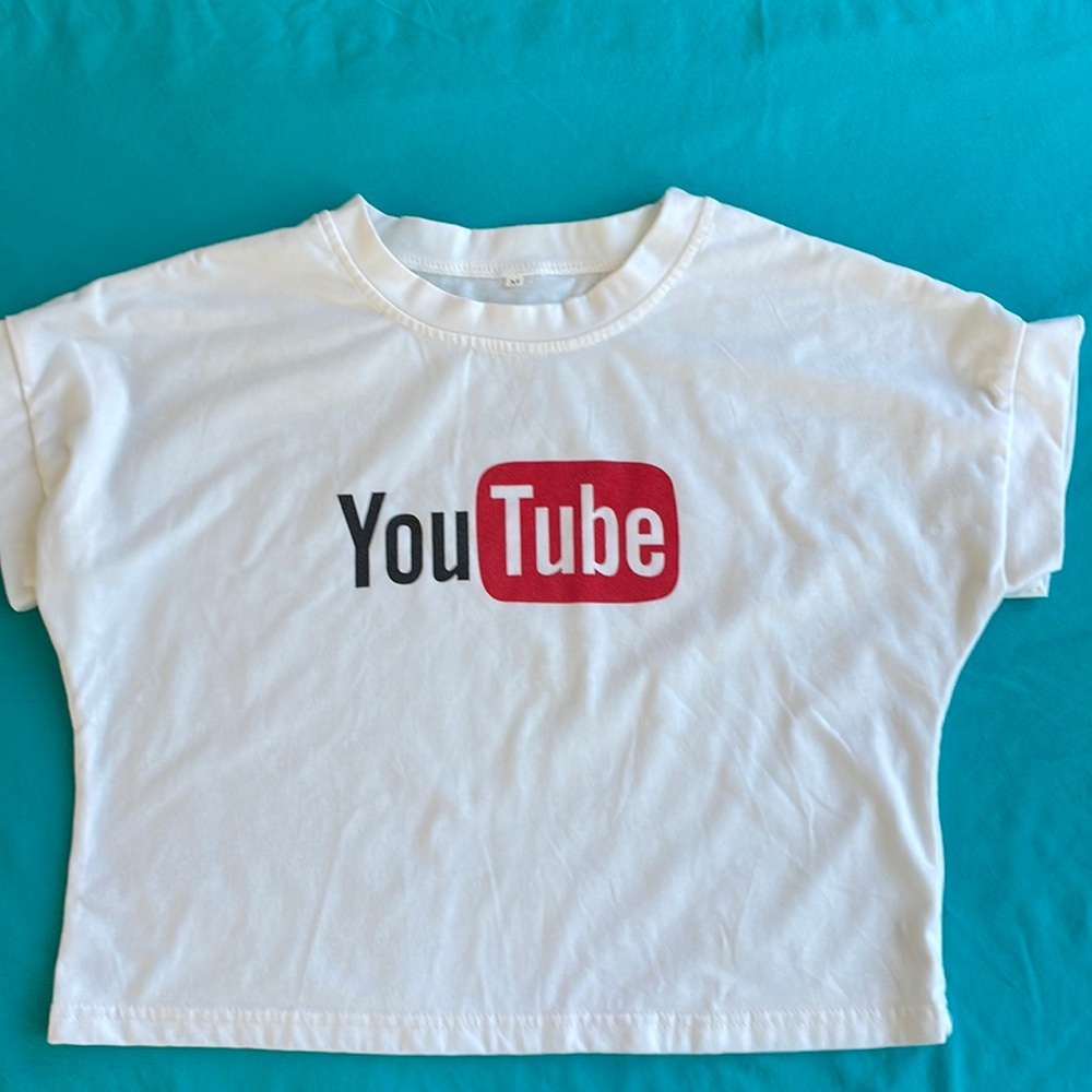 White t-shirt, medium with YouTube logo